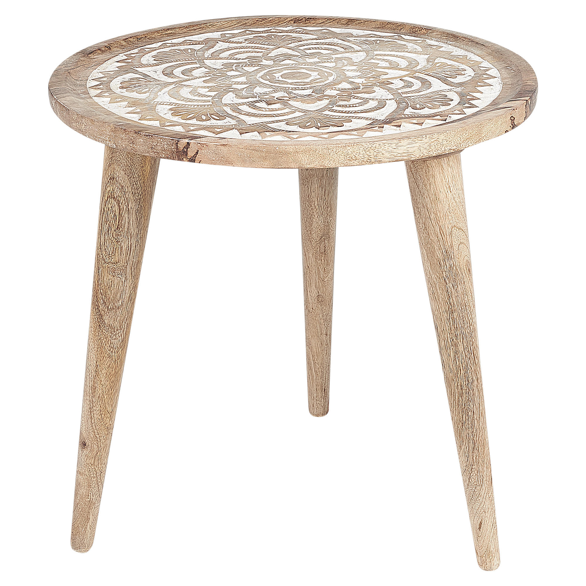BEISTELLTISCH 2er-Set Mango Holz Braun/Weiß Sakita - Hellbraun, Holz (37/37/37cm) - Beliani