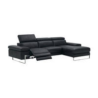 ECKSOFA Lete Echtleder mit 1 x Relaxfunktion Schwarz - Schwarz, Leder/Metall (160/232cm)