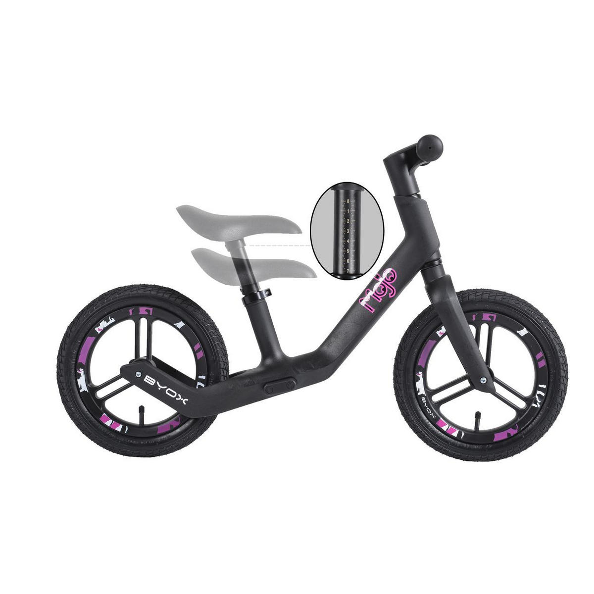 LAUFRAD Mojo 12 Zoll rosa Räder, Lufträder, Lenker und Sattel verstellbar - Rosa, Metall (85/40/57cm)