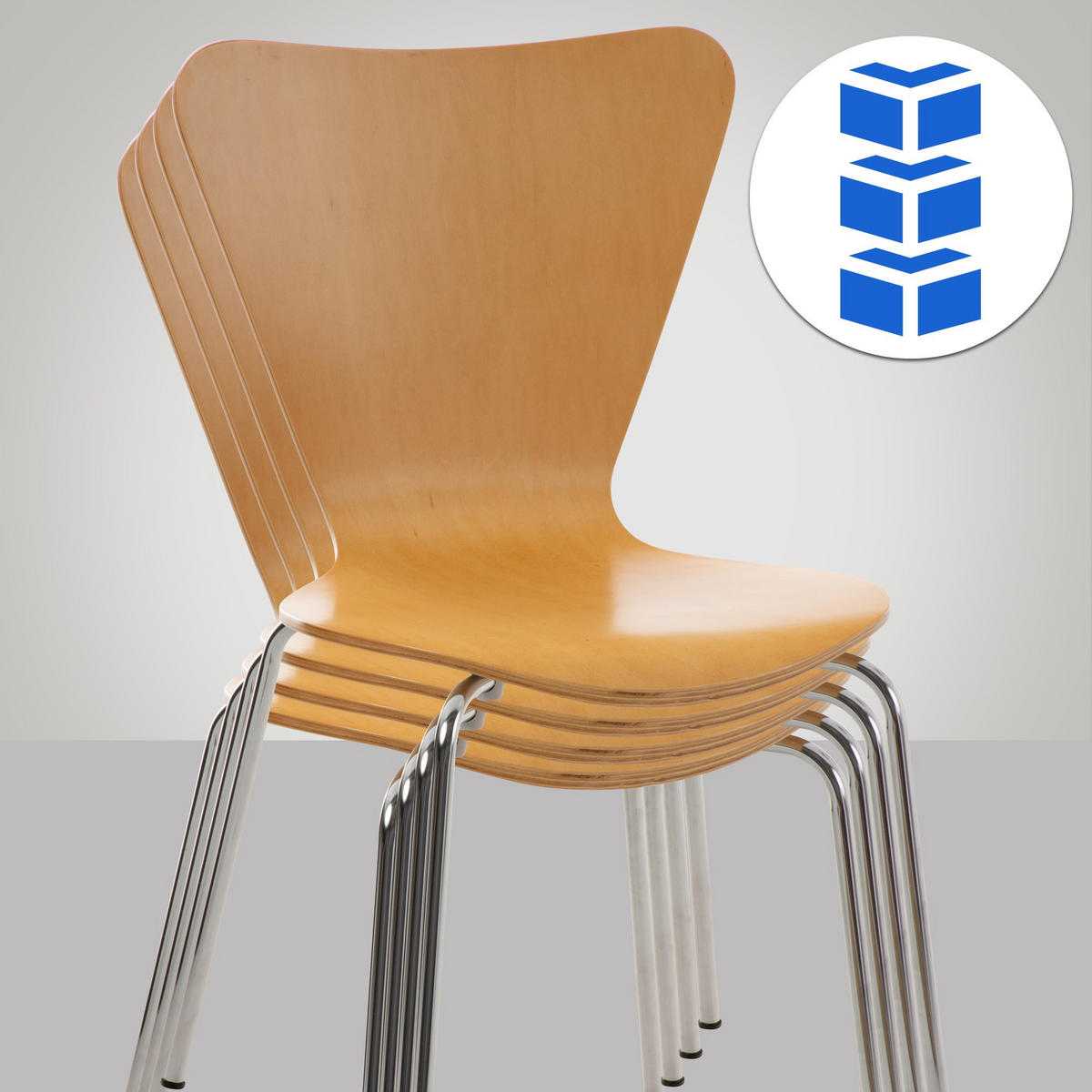 BESUCHERSTUHL 16er Set Holz natura - Eukalyptusholzfarben, Holz/Metall (45/85/49cm) - CLP
