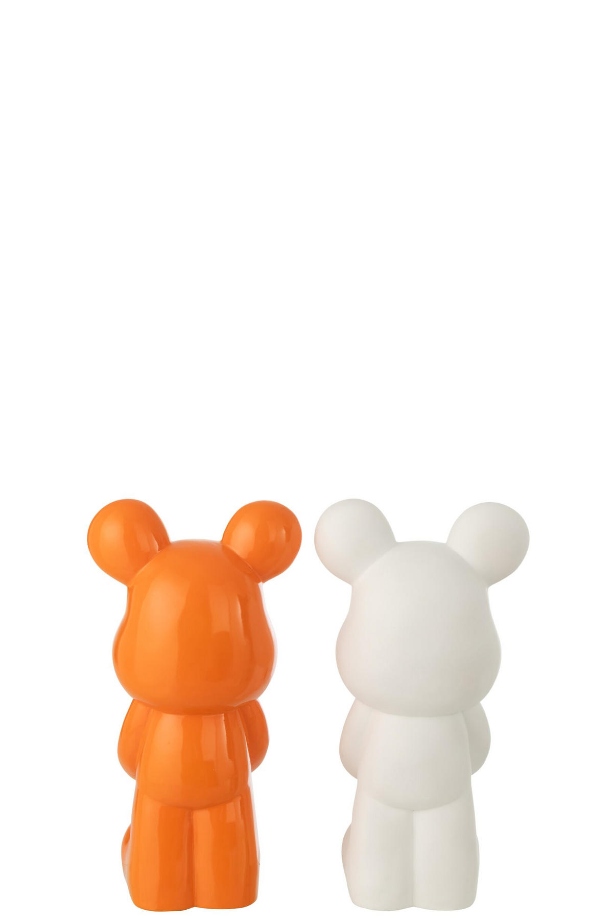 DEKOOBJEKT BÄR HERZ (2ER SET) - Orange, Glas/Naturmaterialien (17.5/42.5/22.5cm) - J-Line
