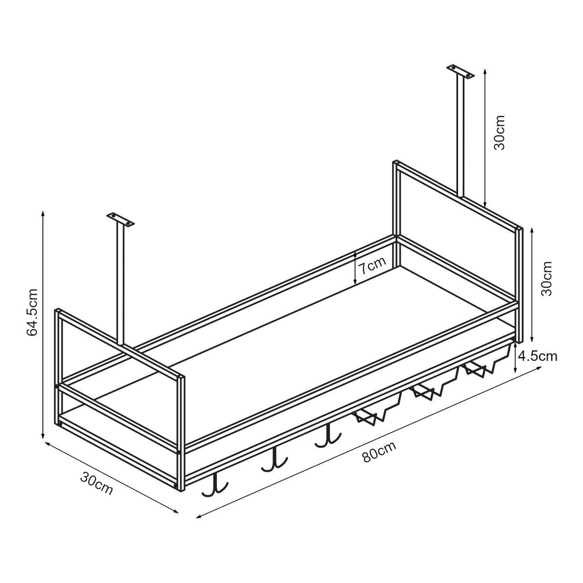 VINNÝ REGÁL Borejle - černá/barva vlašského ořechu, kov/kompozitní dřevo (80/64.5/30cm) - [en.casa]