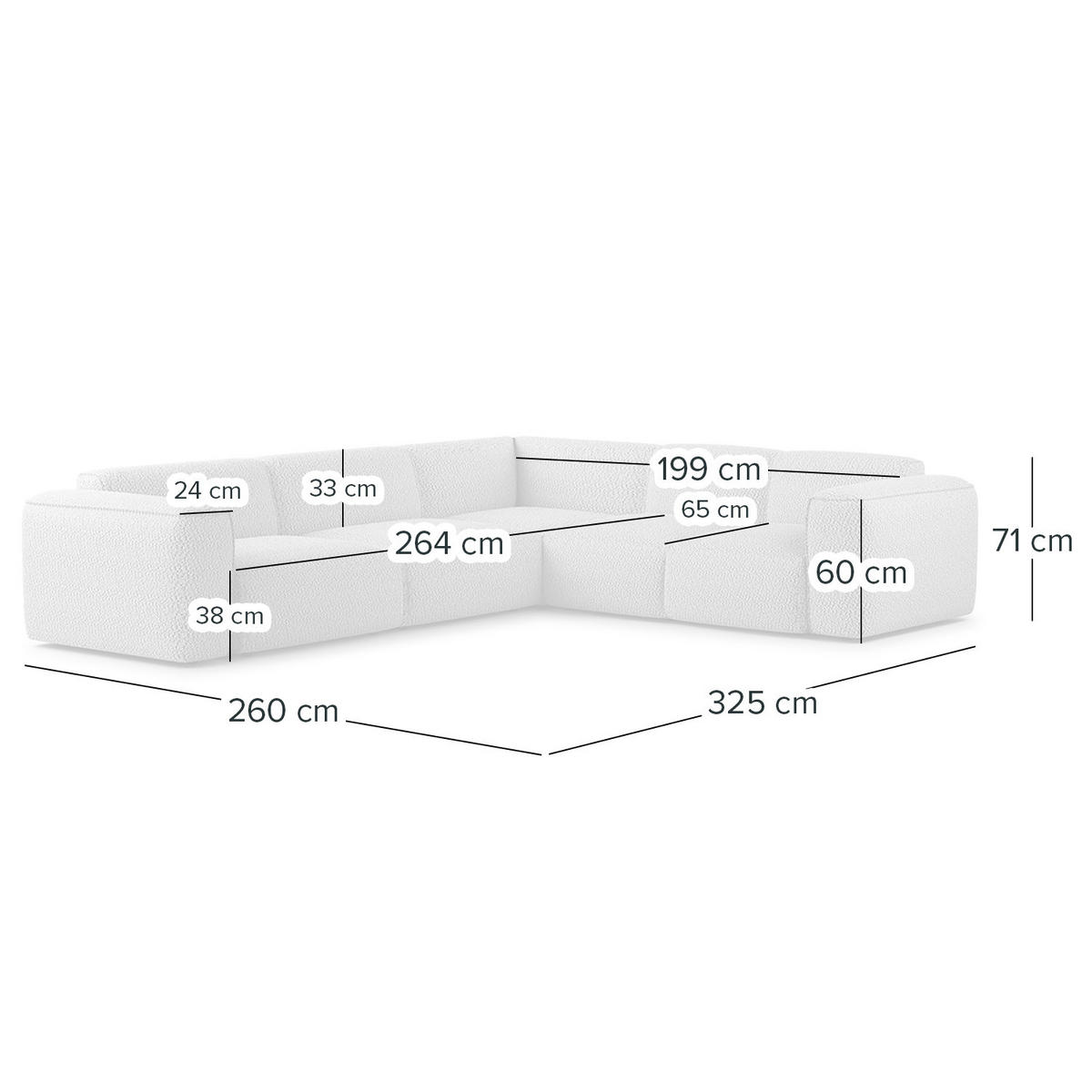 ECKSOFA mit Rundecke - Beige/Schwarz, Kunststoff/Textil (325/260cm) - home24