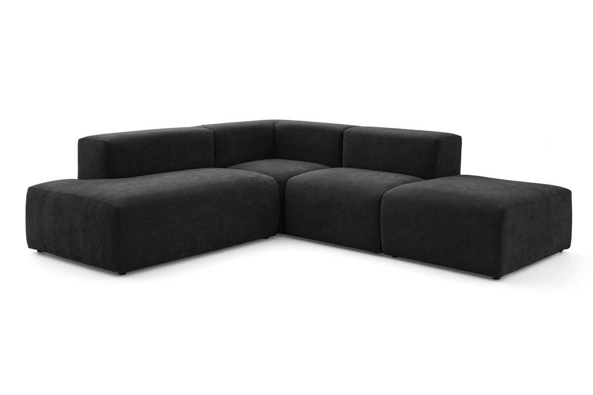 4-SITZER modulares Ecksofa HEAVEN SET 3 Links, Breite 270 cm Webstoff Schwarz - Schwarz, Holz/Kunststoff (245/270cm) - Muffo