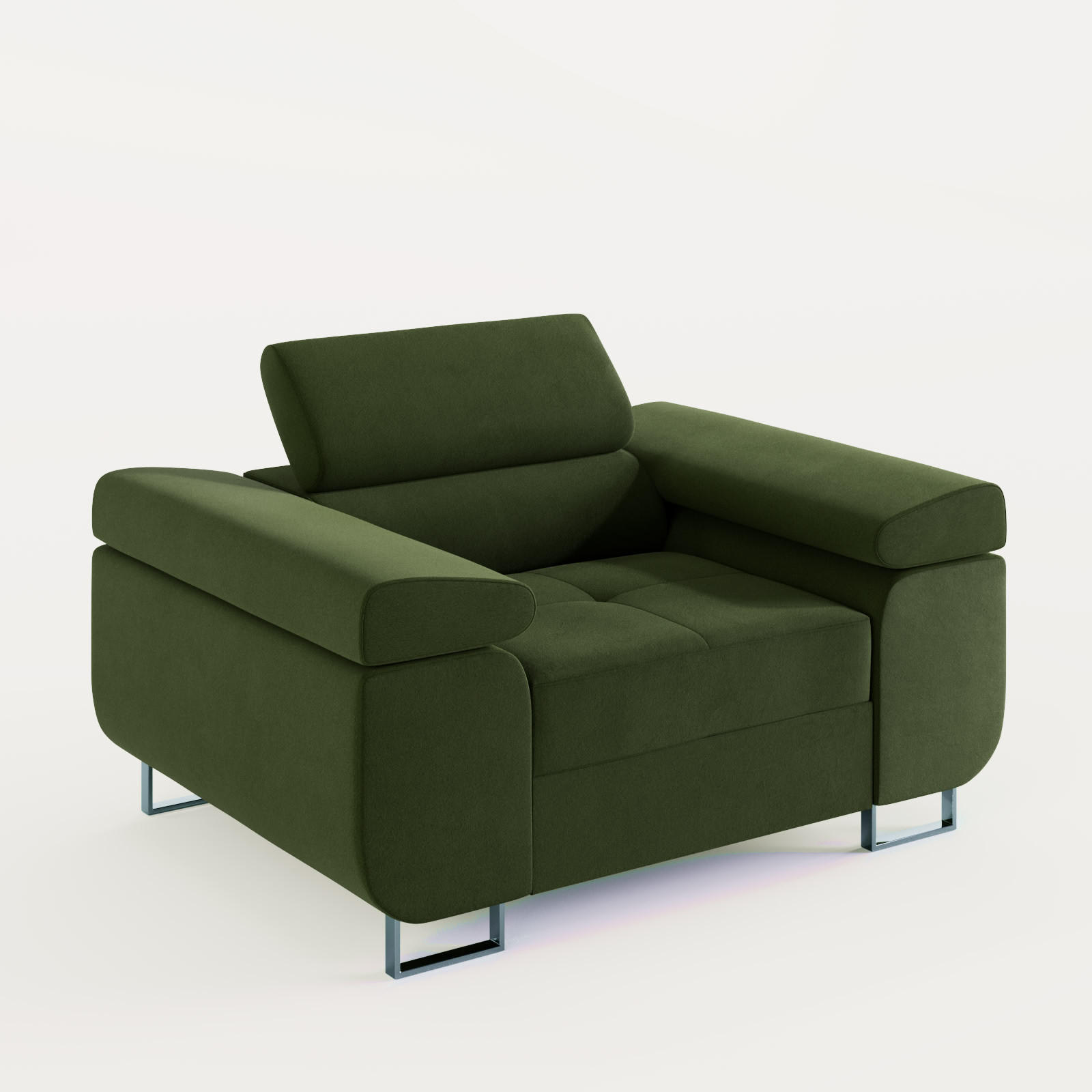 SESSEL VEMO SOLO, in Olivgrün , matter Veloursstoff - Olivgrün, Textil (135/88/100cm) - Barchello