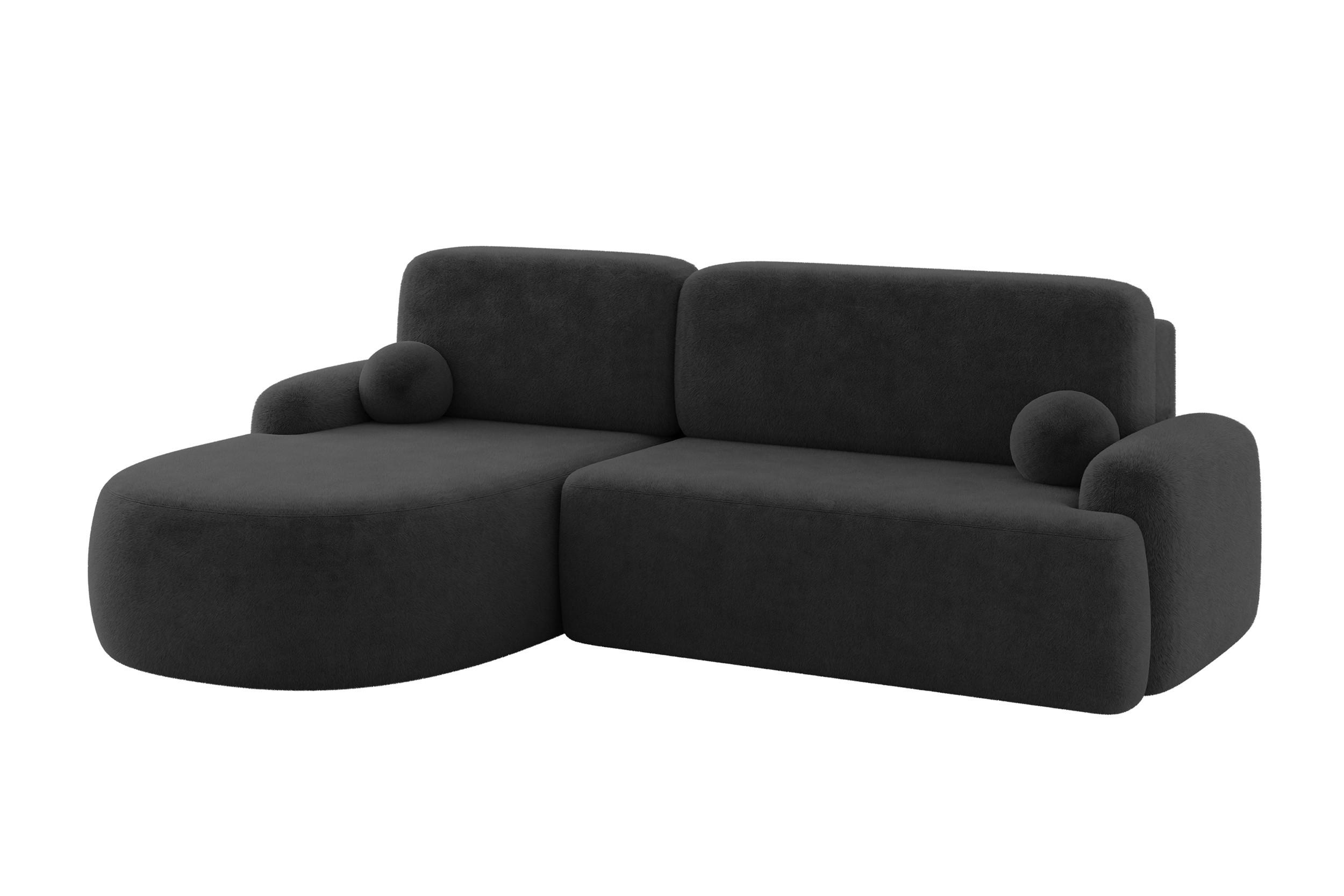 ECKSOFA mit Schlaffunktion und Bettkasten LIRA-L - 264x172x89 Grafitgrau - Graphitfarben, Holzwerkstoff/Textil (264/172cm) - ALTDECOR
