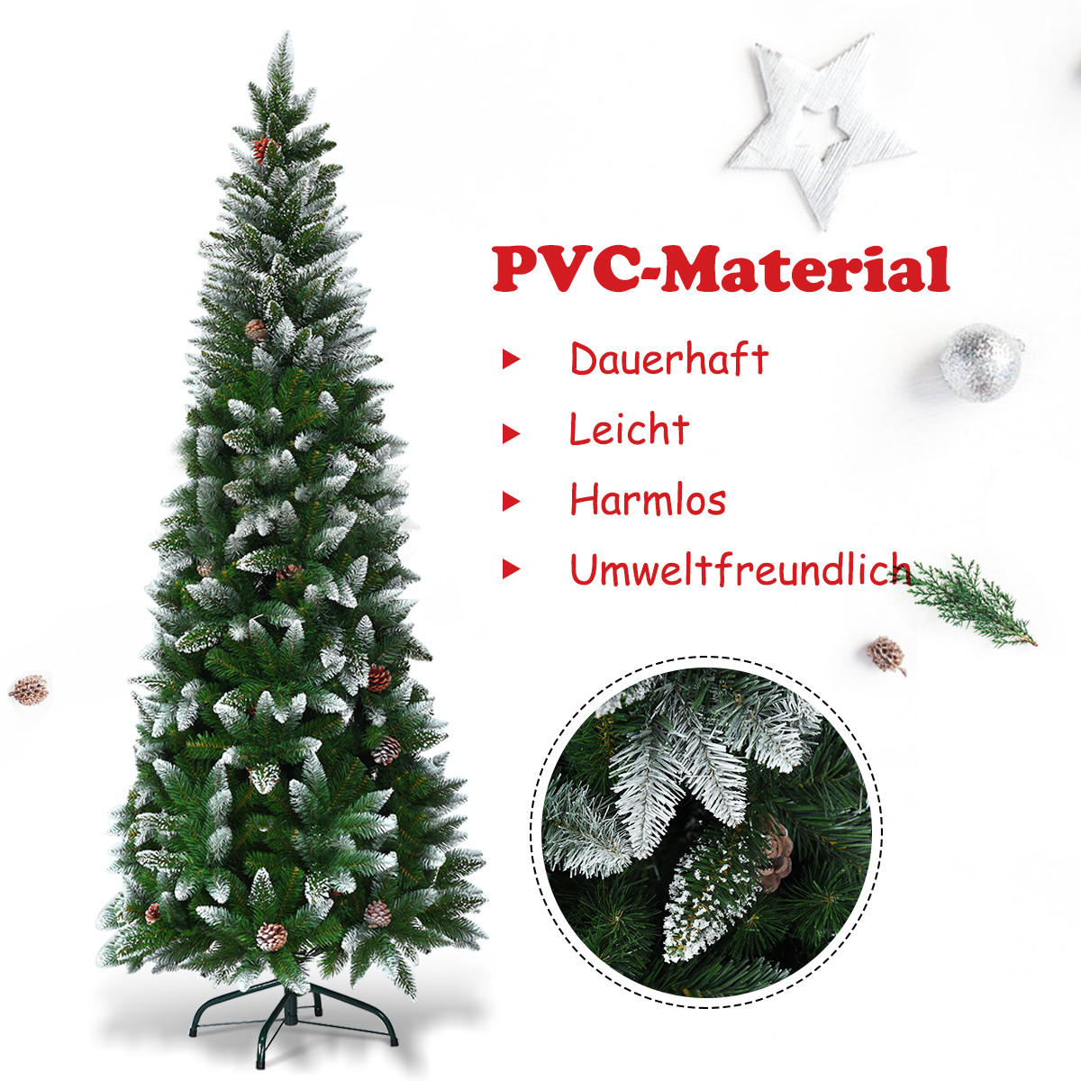 WEIHNACHTSBAUM 220cm Grün - Grün, Kunststoff (220cm) - COSTWAY