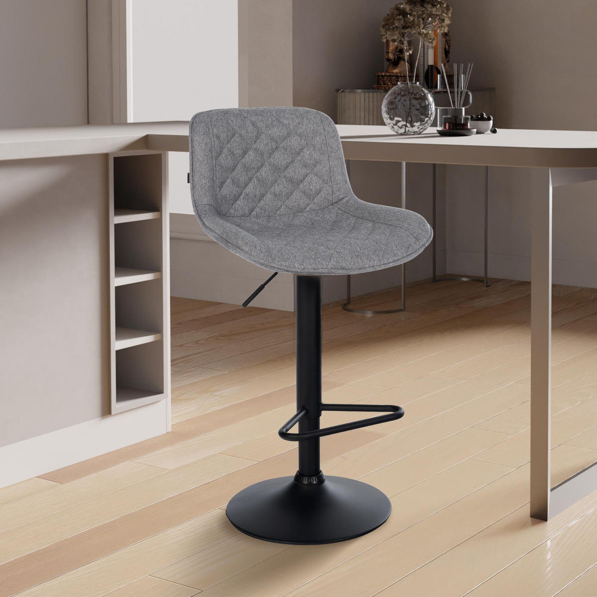 BARHOCKER Stoff Dunkelgrau - Dunkelgrau/Schwarz, Textil/Metall (50/84/52cm) - CLP