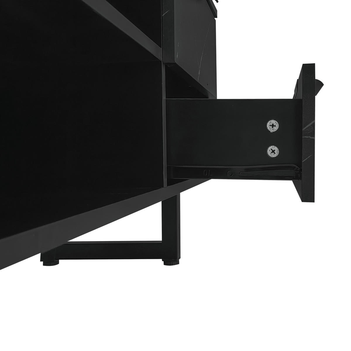 TV-MÖBEL Schwarz und Holzfarbe 200/38/50 cm - Schwarz, Holzwerkstoff (200/50/38cm) - PANGIVO