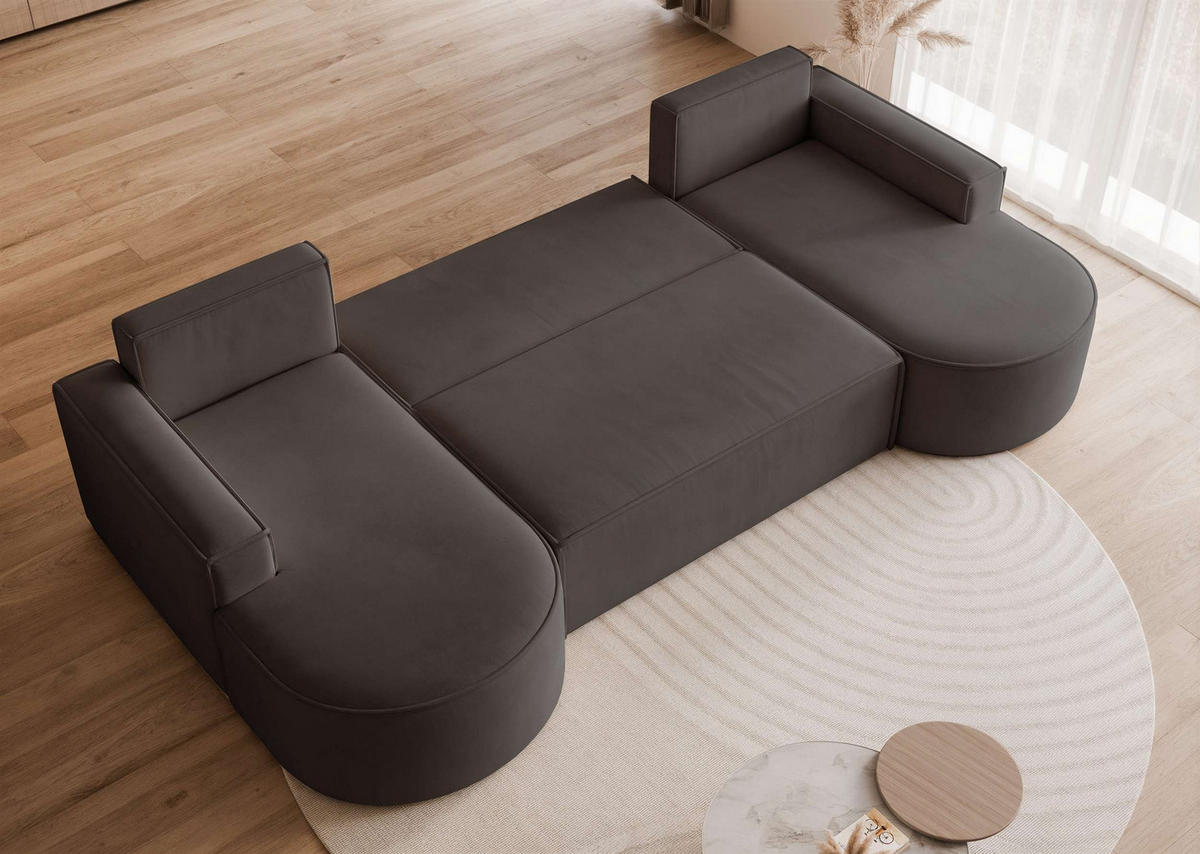 WOHNLANDSCHAFT U-Form mit Schlaffunktion, Schwarz - Schwarz, Textil (316/88/157cm) - Idohome