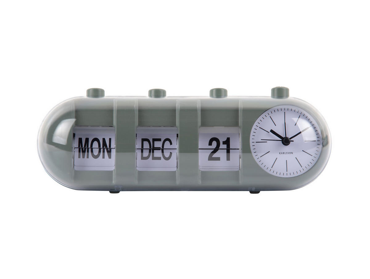 WECKER Retro Tube Calendar Flip 26/9/9.3 cm - Grün, Kunststoff (9/9.3/26cm) - Karlsson