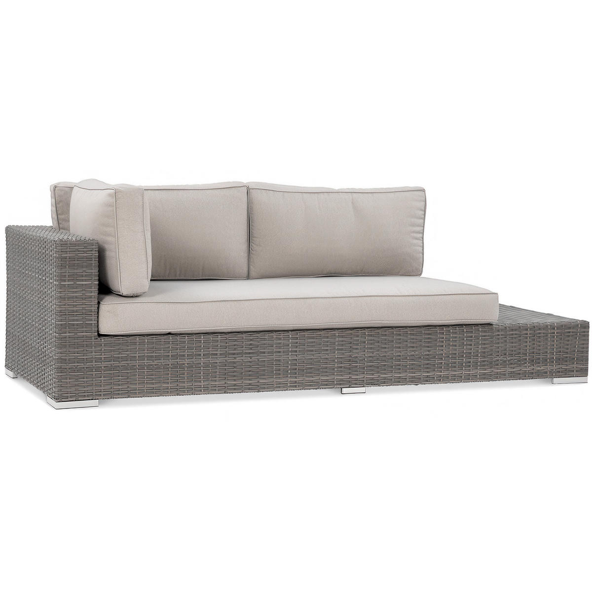 ZAHRADNÍ SADA Firenze z technoratanu, rohová pohovka a konferenční stolek, pro 4 osoby, tmavě šedá - tmavě šedá/béžová, přírodní materiály - Beautysofa