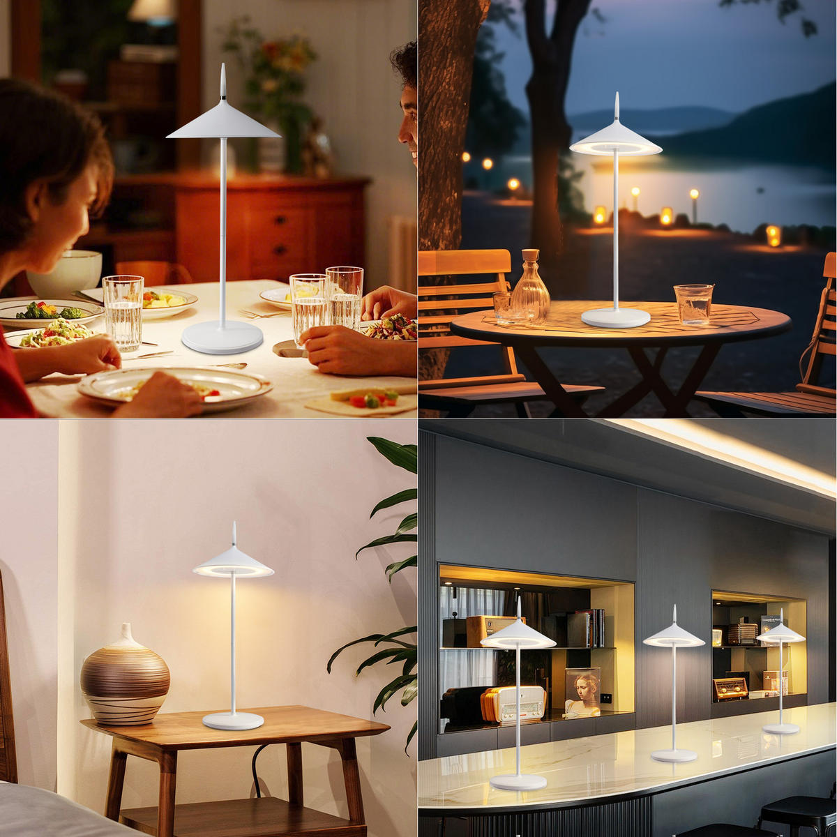 LED TISCHLEUCHTE Nauser (2er-Set) - Weiß, Kunststoff (15.4/15.4/37.6cm) - Nettlife