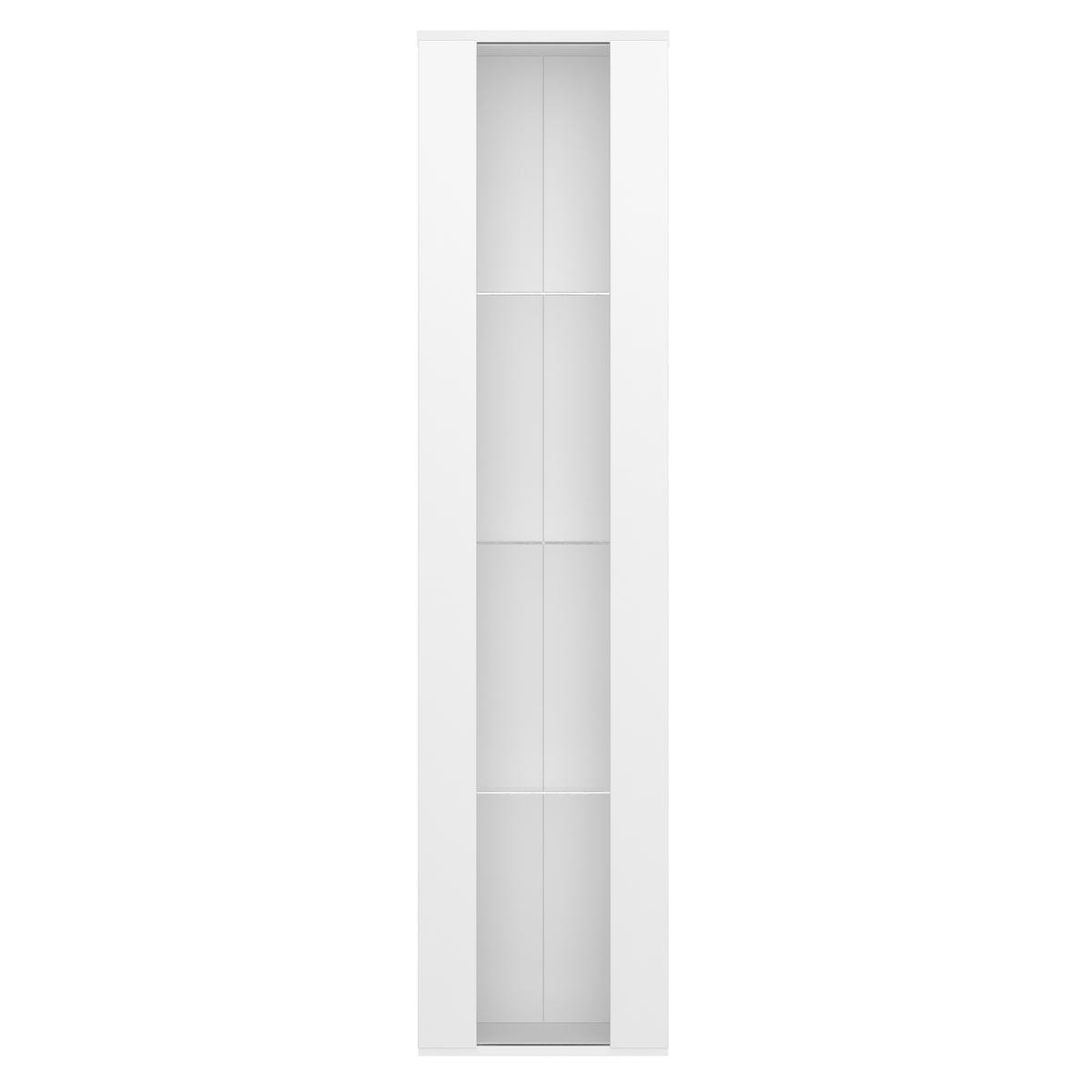 VITRINE mit 4 Ebenen Acrylglas LED Beleuchtung Fernbedienung modern Weiß Spanplatte transparent - Transparent/Weiß, Glas/Holzwerkstoff (40/170/29cm) - EVRYAE