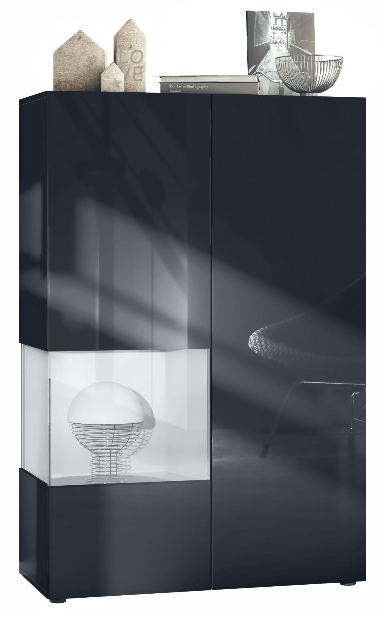 VITRINE Morena Einsatz in Weiß matt - Weiß, Holzwerkstoff (91.5/136.5/37cm) - Vladon