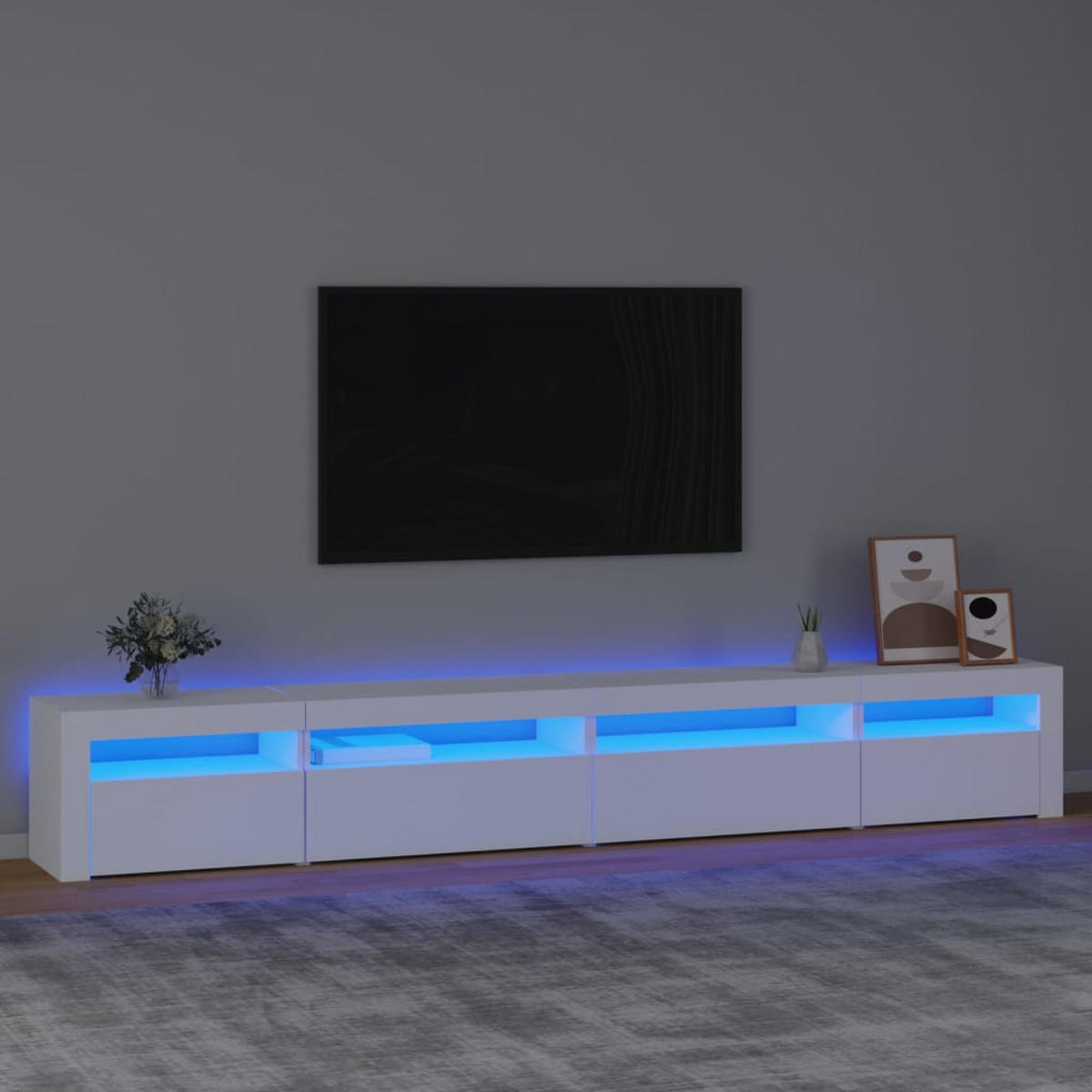TV-SCHRANK Mit Led-Leuchten Weiss 270/35/40 Cm - Weiß, Holzwerkstoff (270/40/35cm) - vidaXL
