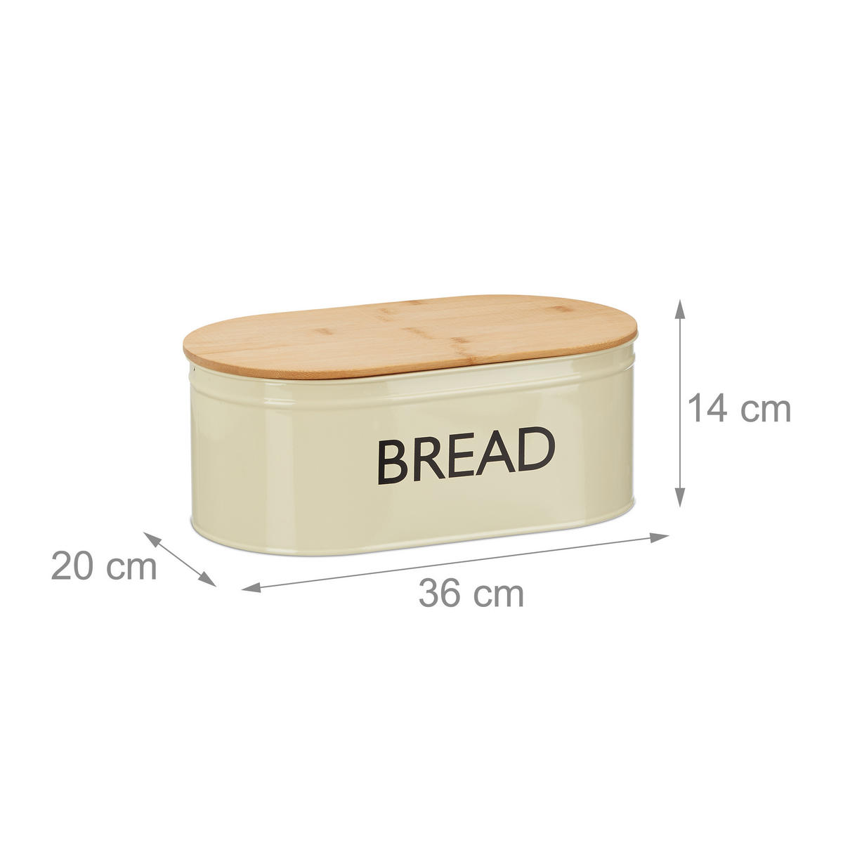 BROTKASTEN - Beige, Holz/Metall (36/14/20cm) - Relaxdays