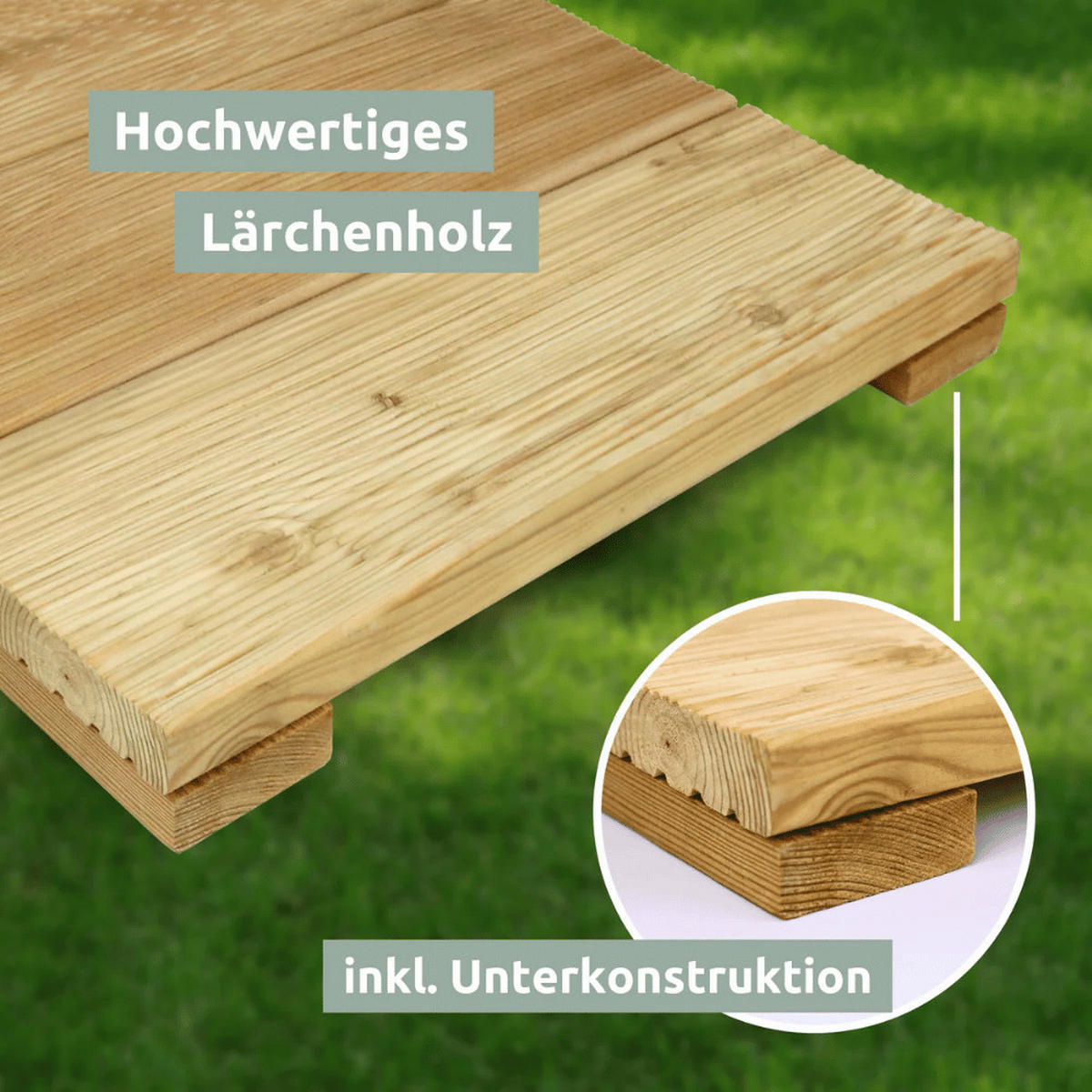 HOLZFLIESE Lärchenholz 43x43cm Terrassenfliese quadratisch - Braun, Holz (43/43/4.5cm) - DELUKE