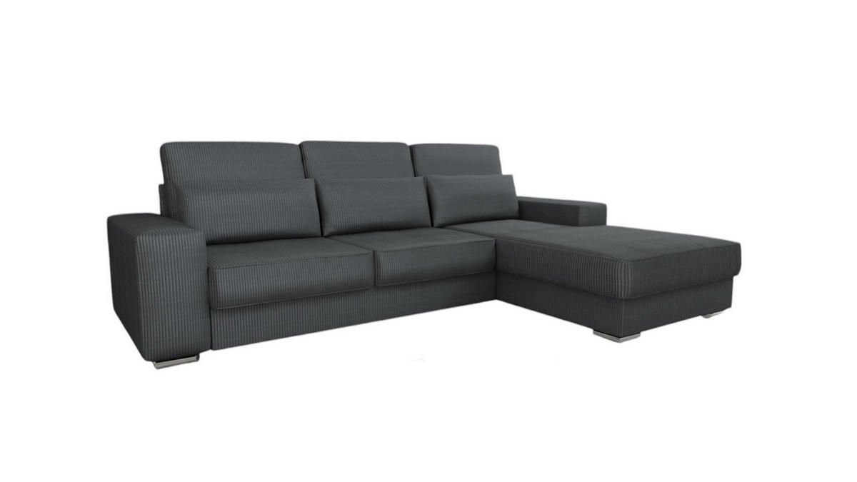 ECKSOFA Nevio In Scala - Dunkelgrau, Holzwerkstoff/Textil (312/202cm) - Fun Möbel