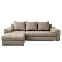 ECKSOFA L Form Manisa Hellbraun 234/145/83 cm Links mit Schlaffunktion - Hellbraun/Silberfarben, Kunststoff/Textil (145/234cm) - AX Living