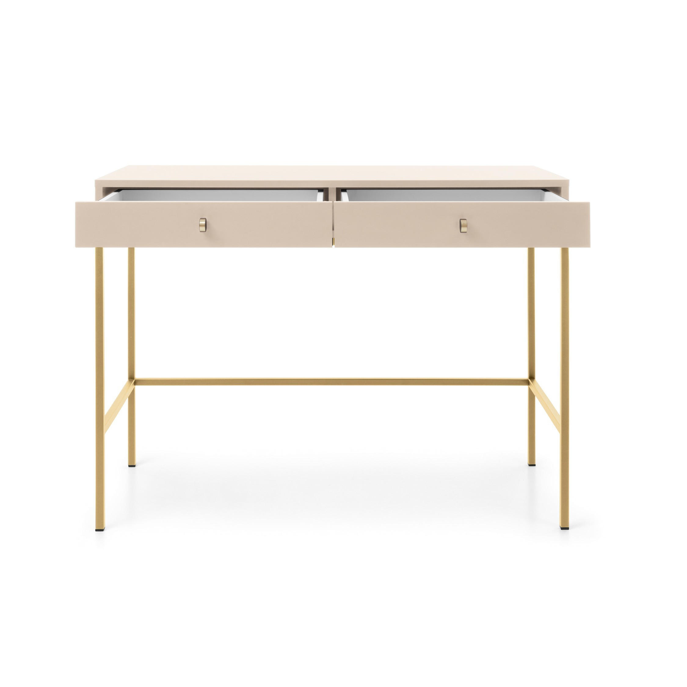 KONSOLENTISCH Molly Beige, Goldene Beine, Schminktisch mit Schubladen - Beige/Goldfarben, Holzwerkstoff/Metall (50/104/78cm) - Bettso