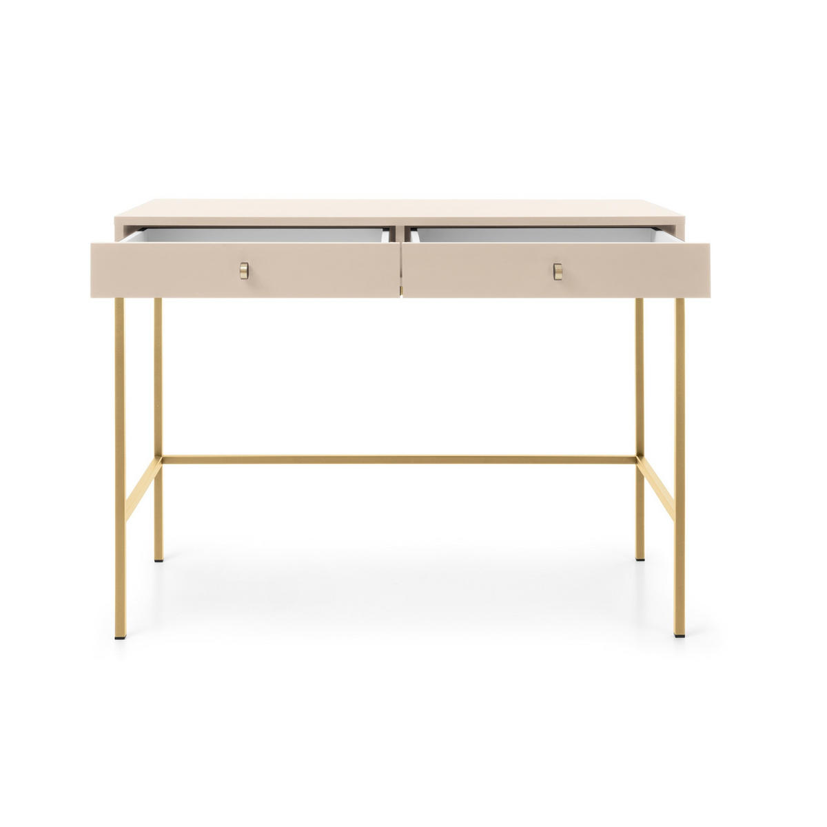KONSOLENTISCH Molly Beige, Goldene Beine, Schminktisch mit Schubladen - Beige/Goldfarben, Holzwerkstoff/Metall (50/104/78cm) - Bettso