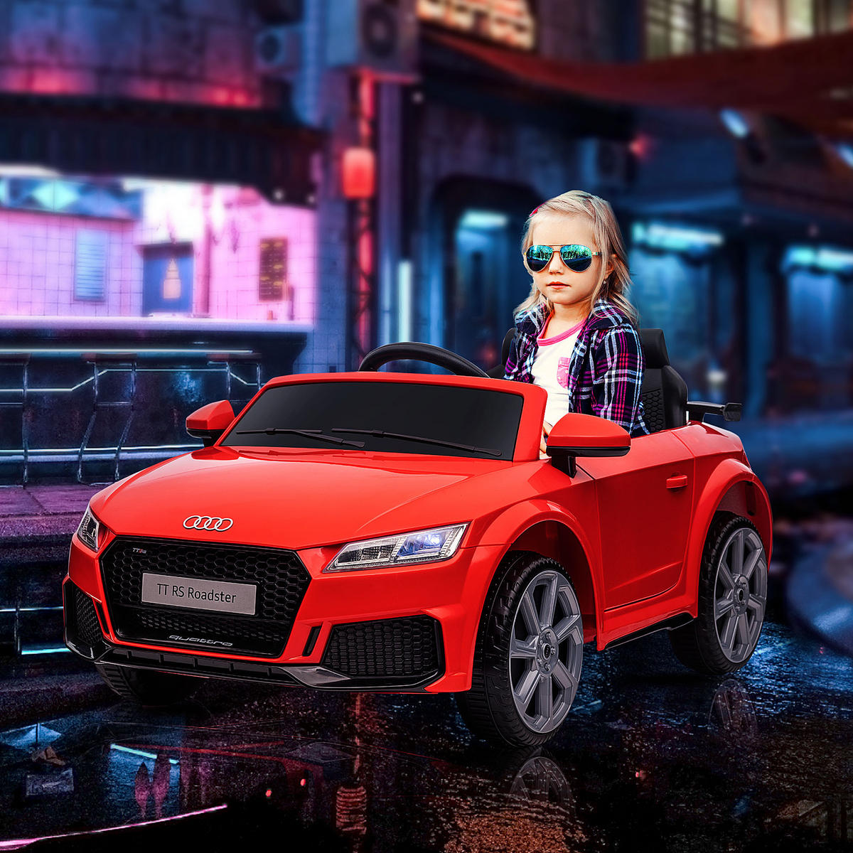 KINDERFAHRZEUG Fernbedienung Elektroauto MP3 3–5 Jahre Kunststoff Rot - Rot, Metall (102/60/44cm) - HOMCOM