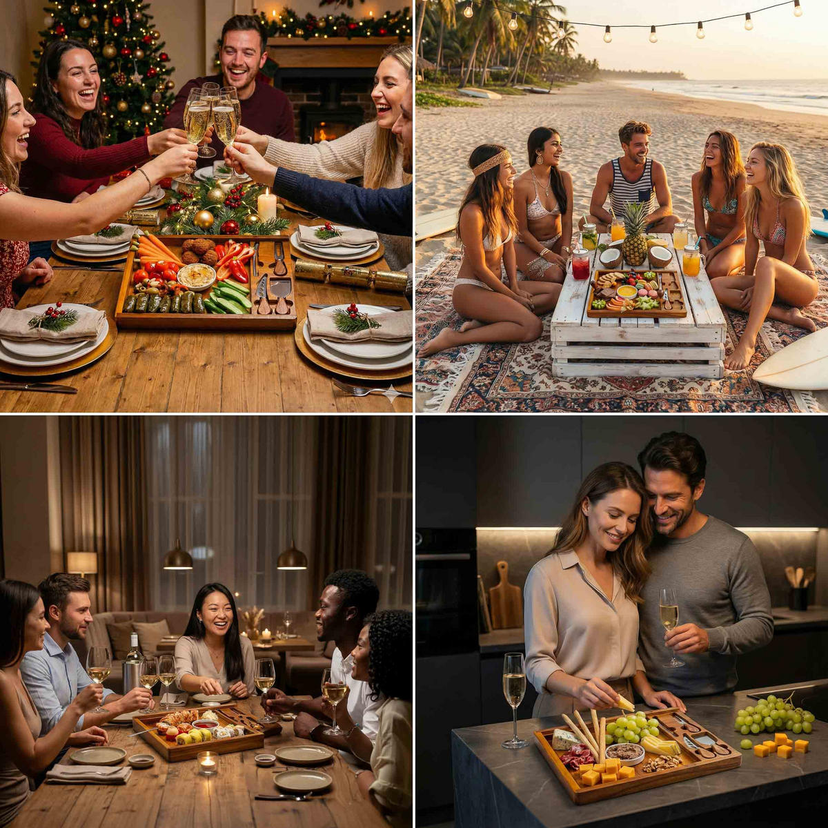 KÄSEBRETT mit Käsemesser Set 30x38cm (Akazienholz) - Beige, Holz (30/38cm) - BlauKe