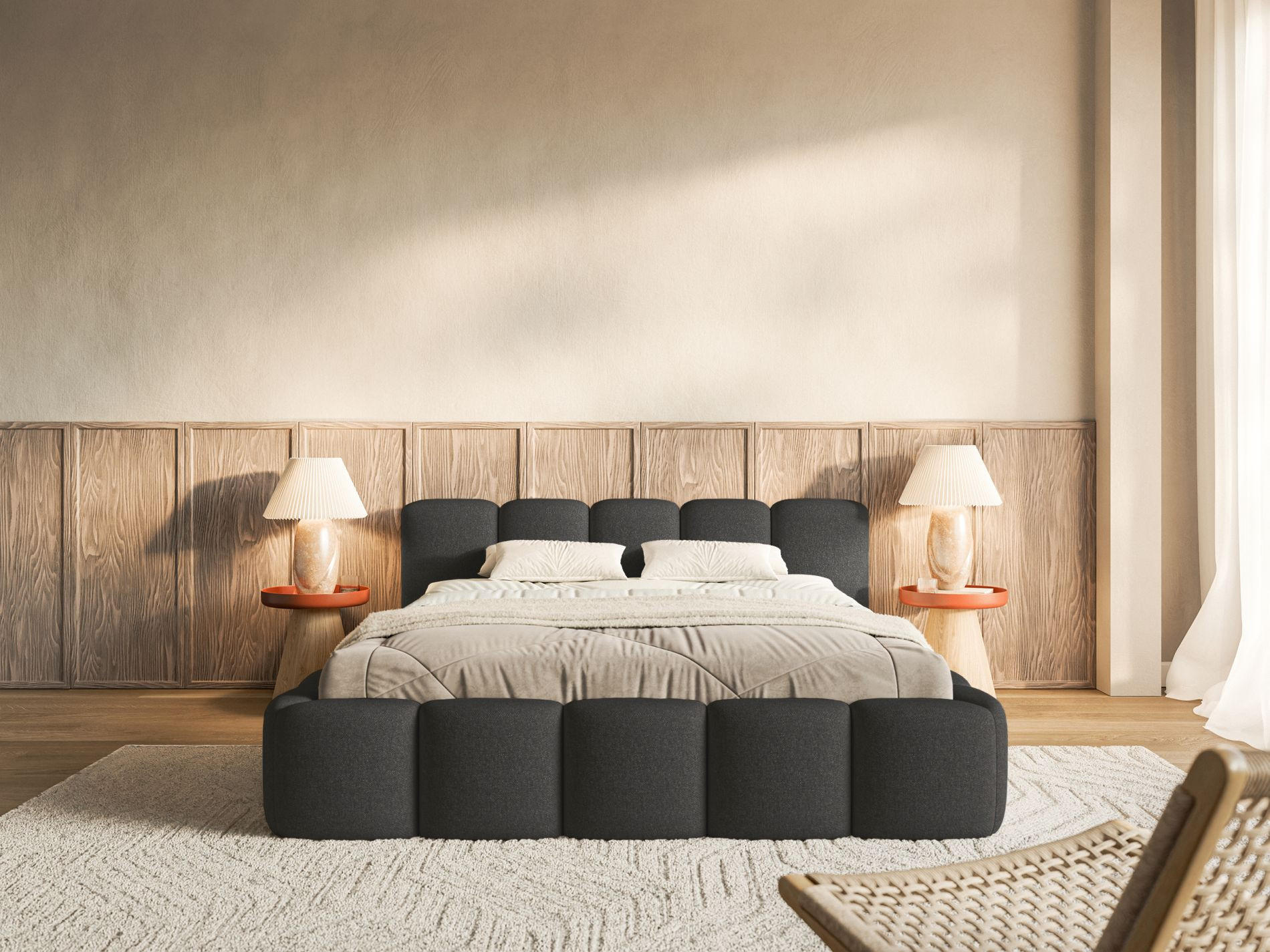 POLSTERBETT Cloudy Low Graphitgrau 160x200 cm - Graphitfarben, Kunststoff/Textil (160/200cm) - Selsey