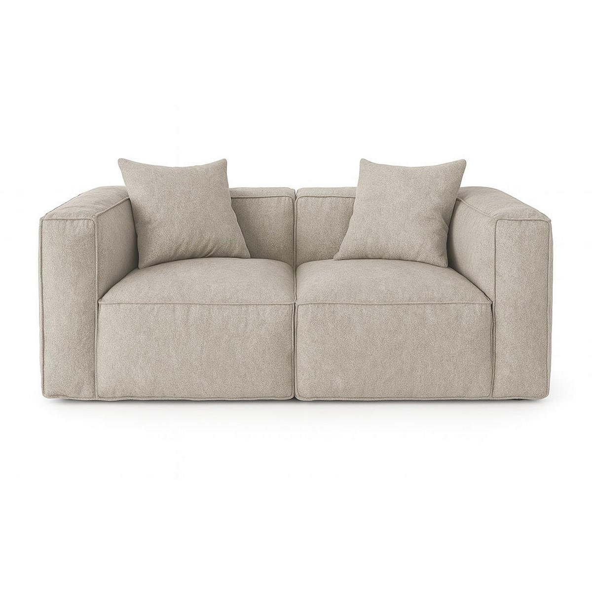 2-SITZER-SOFA Box Stoff Hellgrau - Hellgrau, Textil (184/65/92cm) - ebuy24