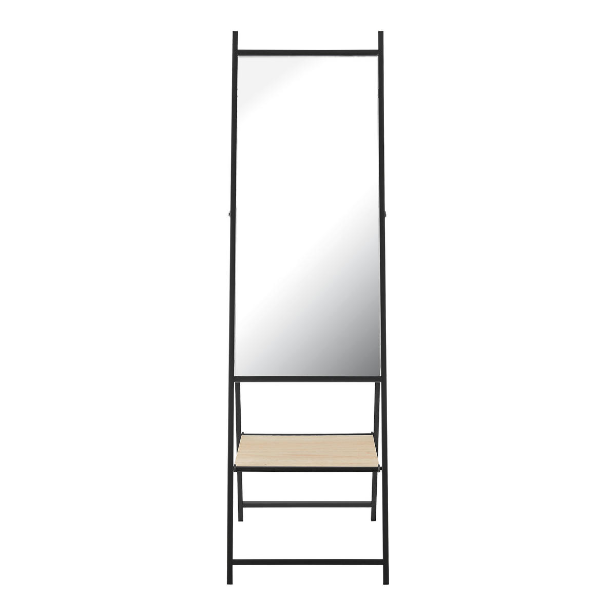 STANDSPIEGEL Chamois mit 1 Ablage - Eichefarben, Glas/Metall (40/150/90cm) - [en.casa]
