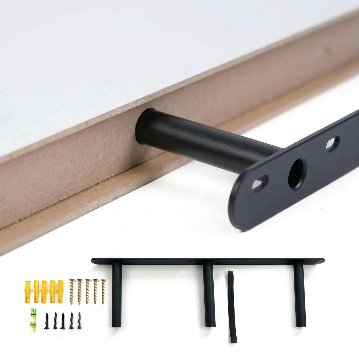 NÁSTENNÁ pol. - biela, kov/kompozitné drevo (80/4/23cm) - Relaxdays