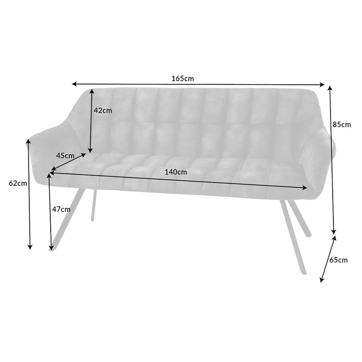SITZBANK PAPILLON Samt Grau 165 cm - Schwarz/Grau, Textil/Metall (165/85/65cm) - riess-ambiente