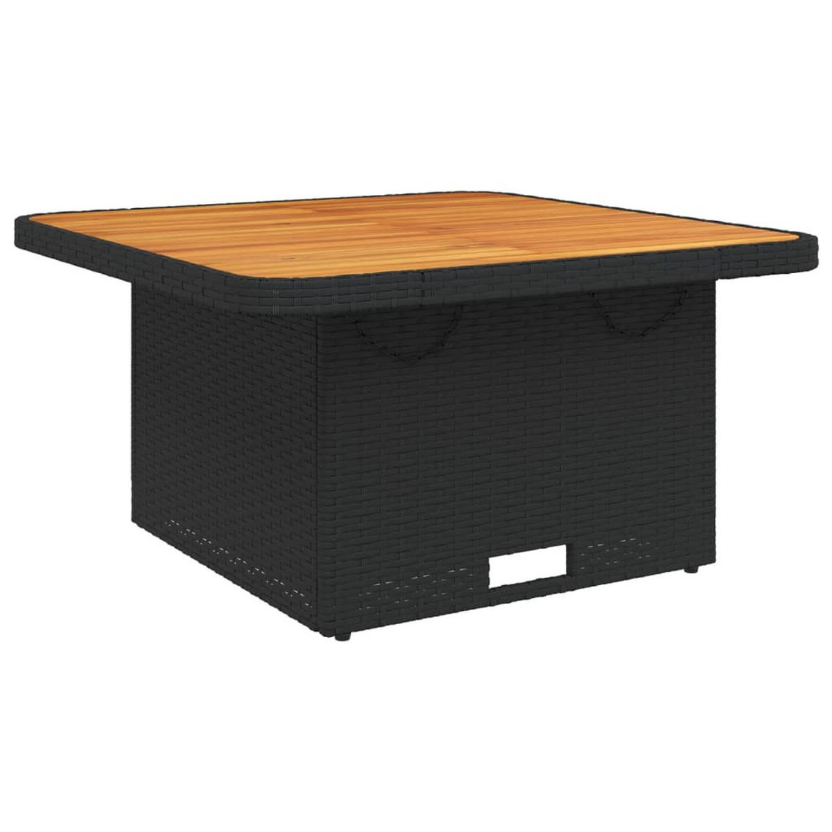 GARTENTISCH Schwarz 80/80/71 Cm Poly Rattan Und Akazienholz - Schwarz, Kunststoff (80/80/71cm) - vidaXL