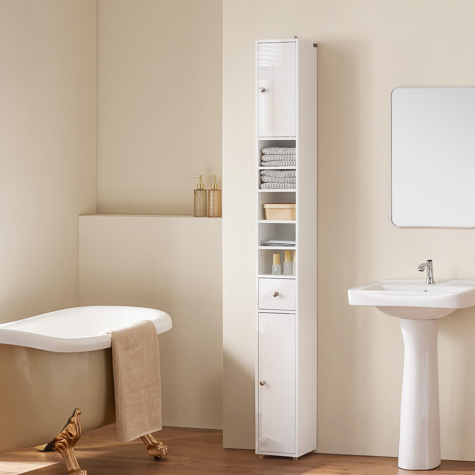 HOCHSCHRANK Weiß - Weiß, Holzwerkstoff (20/180/20cm) - SoBuy