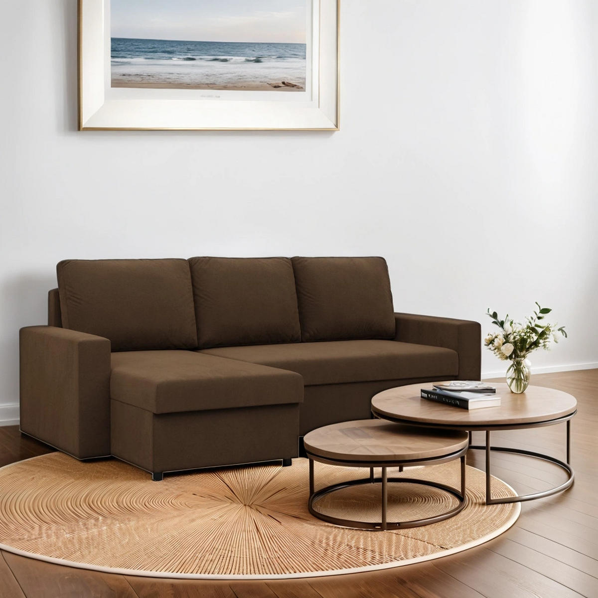 ECKSOFA Neo mit gerader Armlehnen braun - Braun, Textil (231/140cm) - SIMKAM Furniture