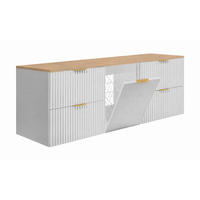 BADMÖBEL-SET MIT WÄSCHEKORB: Weiß / Platte Eiche Hell, Griffe Gold, 160 x 46 x 57 cm - Eichefarben/Weiß, Holzwerkstoff (160/57/46cm) - 3XE LIVING