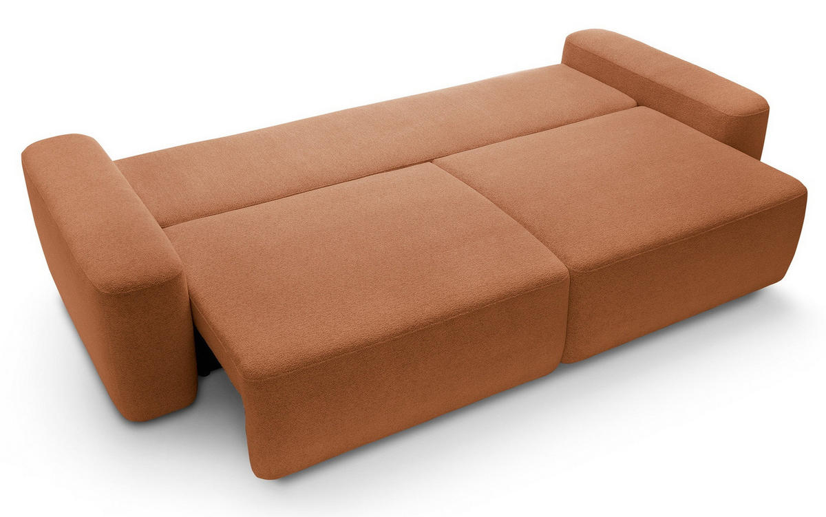POLSTERSOFA 260 cm Orea, Schlaffunktion, Bettkasten, Orange - Orange, Holz (257/82/105cm) - Emporius