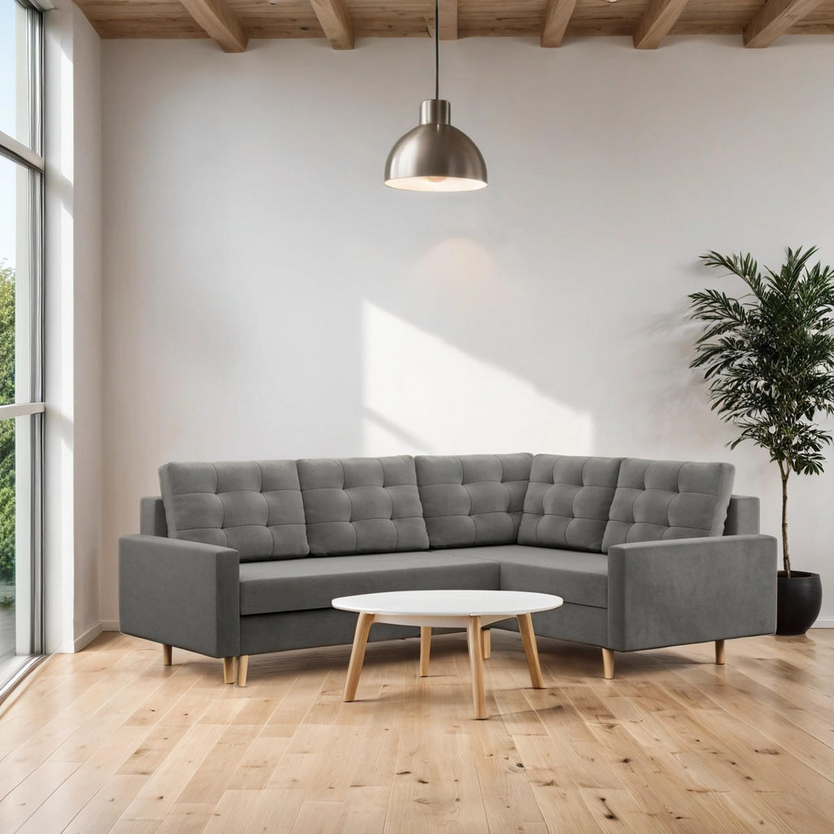 ECKSOFA Blank rechts hellgrau - Hellgrau, Textil (223/172cm) - SIMKAM Furniture