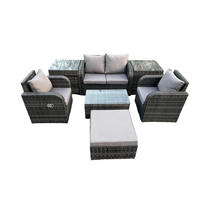 GARTENLOUNGE-SET Polyrattan Dunkelgrau 5-Sitzer - Dunkelgrau, Metall - Fimous