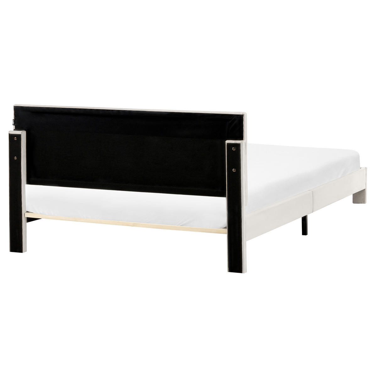 BETT mit Schubladen 160/200 cm Samtstoff Cremeweiß Lonzac - Creme, Textil (160/200cm) - Beliani