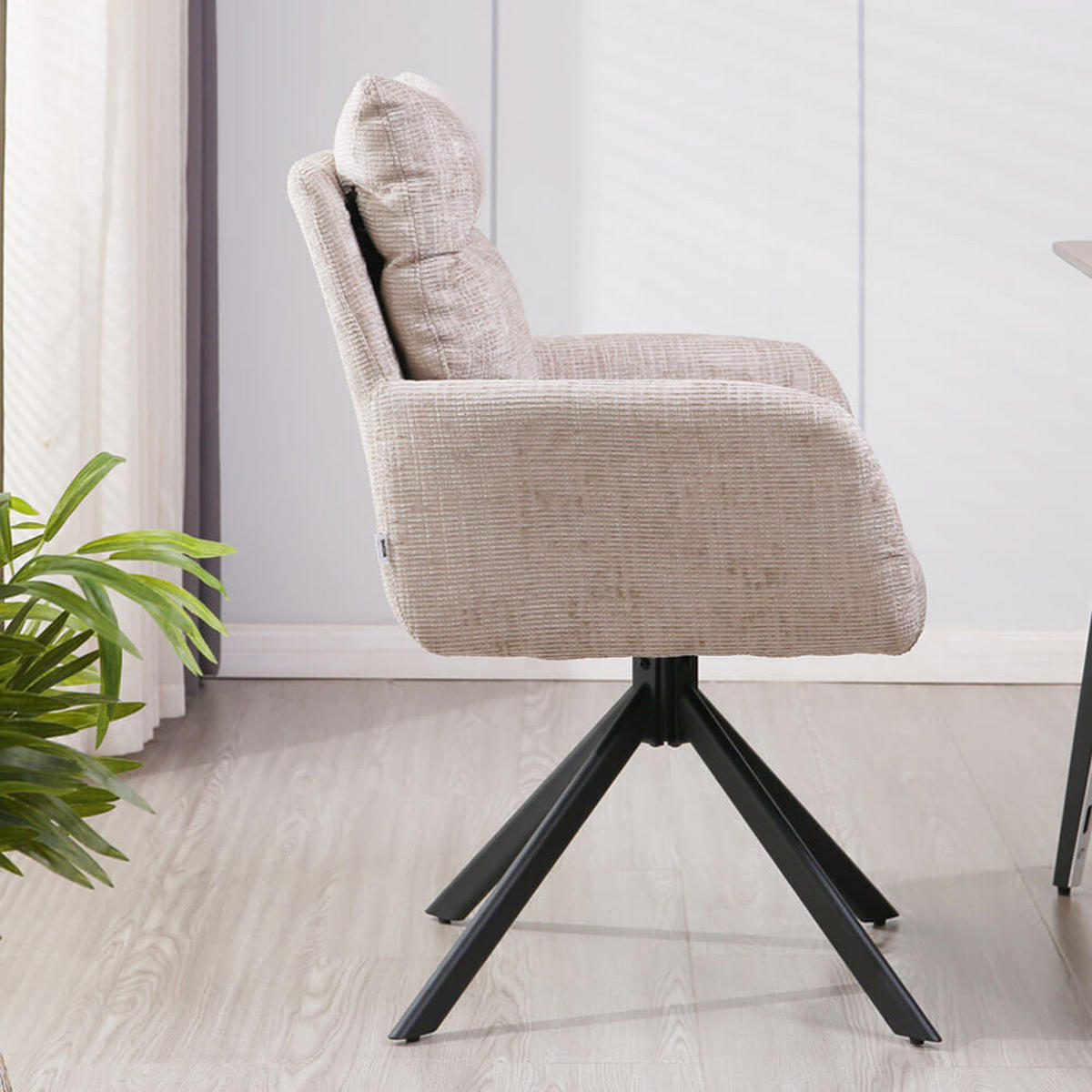 ESSZIMMERSTUHL ALUNA - Chenille, 2 - Beige, Kunststoff/Metall (66/91/72.5cm) - Home Deluxe