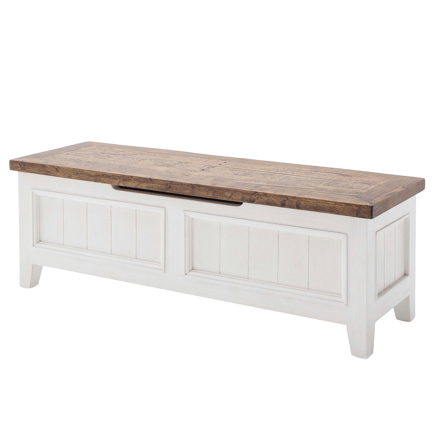 BETTBANK - Weiß, Holz (120/49/40cm) - home24