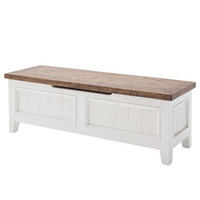 BETTBANK - Weiß, Holz (120/49/40cm) - home24