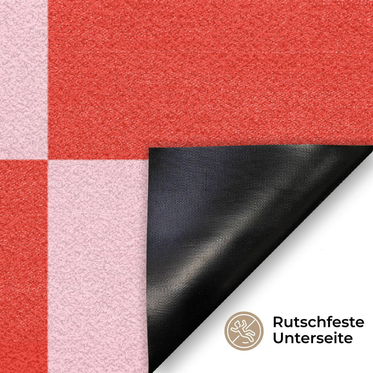 FUSSMATTE Schachbrettmuster - Rot - Rosa - Würfel 60x40 cm - Rot, Kunststoff (60/0.4cm) - MuchoWow