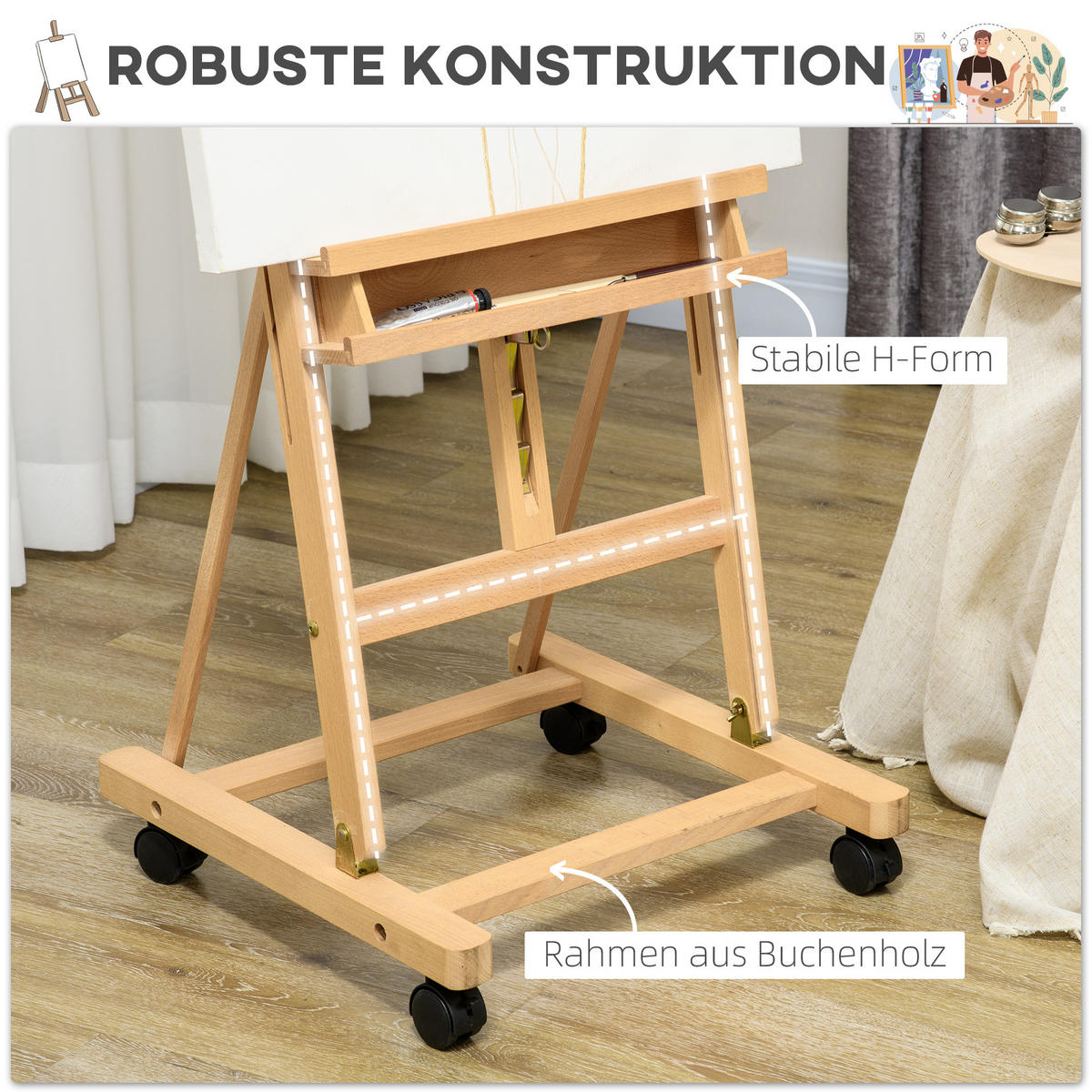 STAFFELEI Buchenholz Naturholz - Naturfarben, Holz - Vinsetto