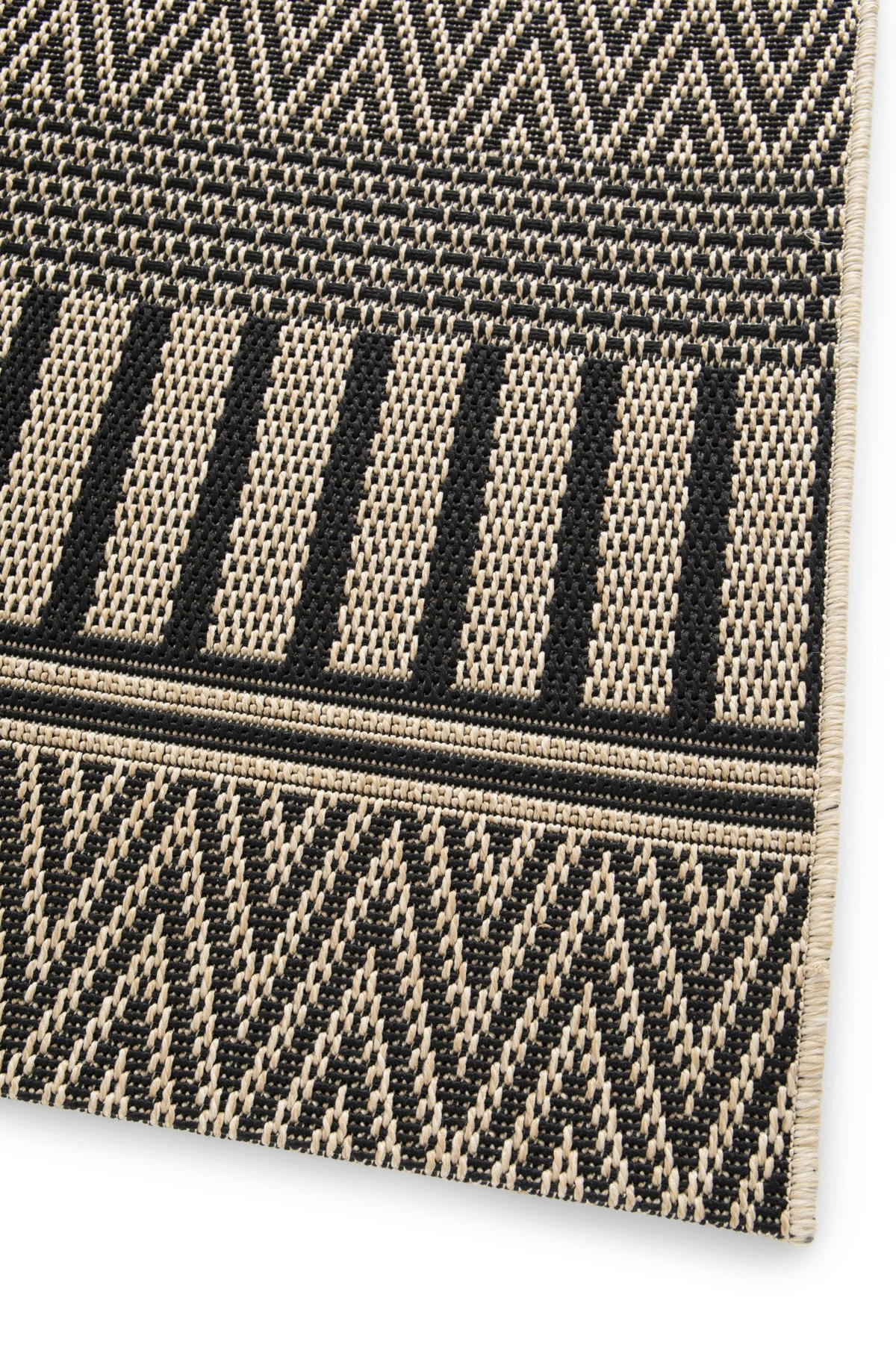 TEPPICH Indoor Outdoor Ethno-Stil schwarz - Schwarz, Textil (120/170cm) - AFK Living