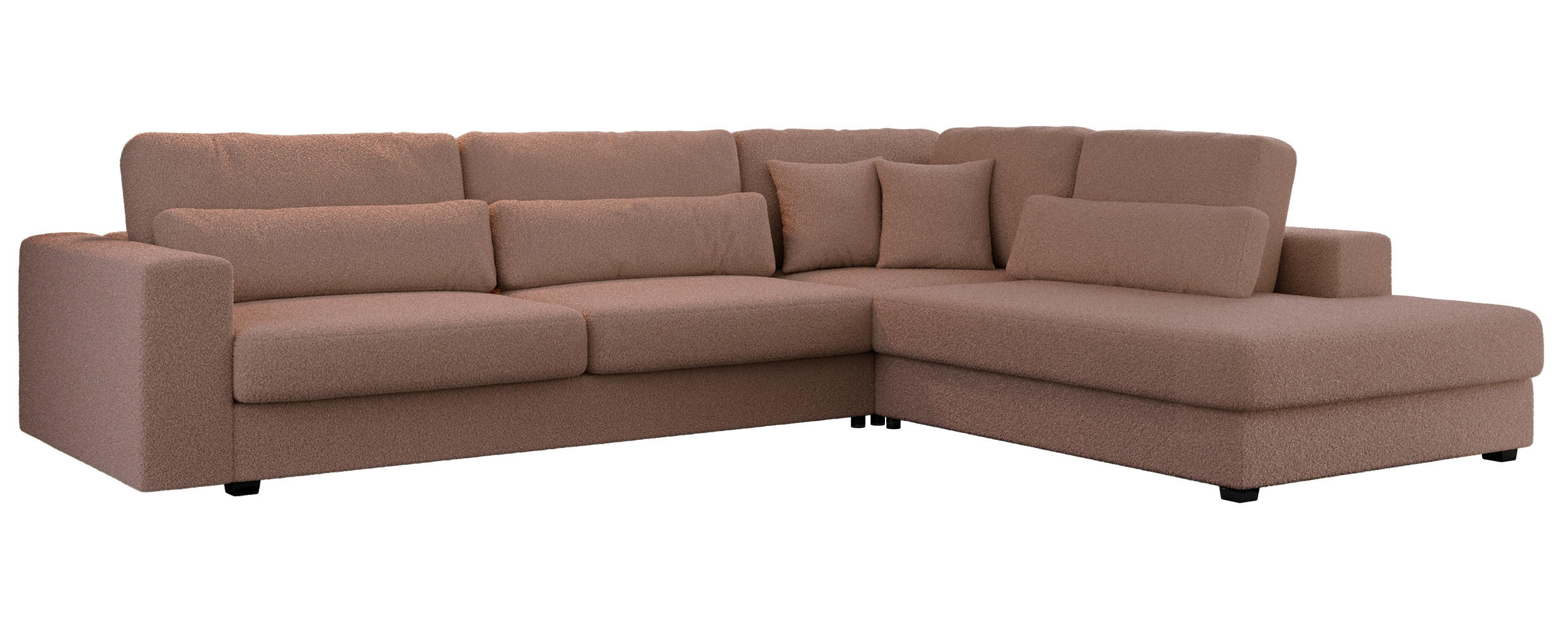 ECKSOFA Savona Rosa Boucle - rechts - Schwarz/Rosa, Kunststoff/Textil (249/316cm) - MKS