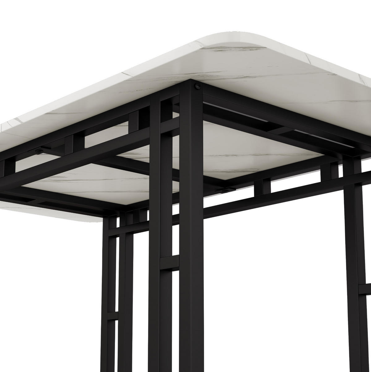 ESSTISCH aus MDF 120x70x74 cm Schwarz/Weiß mit schwarzen Metallbeinen im modernen Design - Weiß, Holzwerkstoff (120/70/74cm) - Modfu