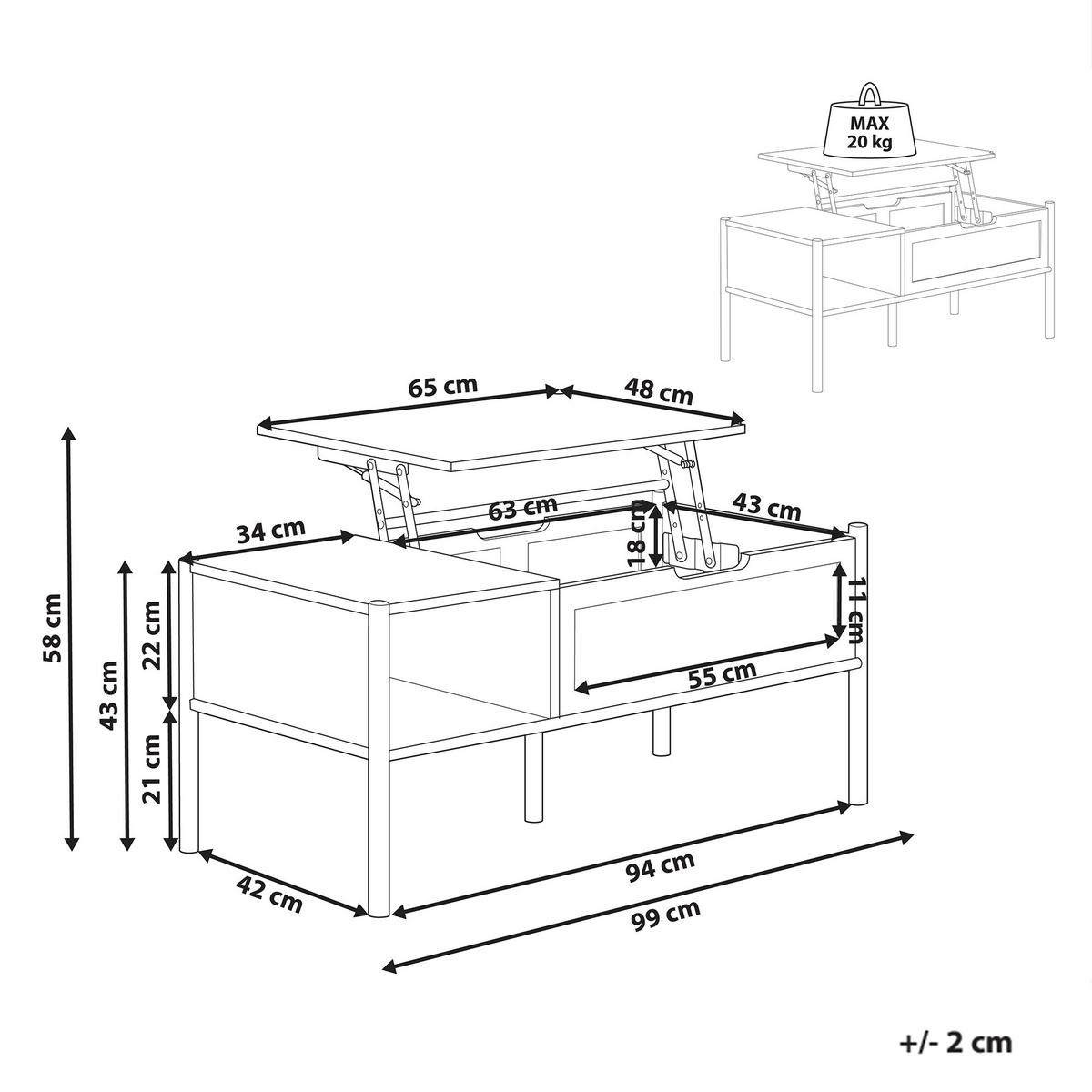 COUCHTISCH Naturfarben Surrey - Naturfarben, Holz (48/99/43cm) - Beliani